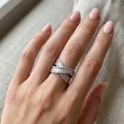 Elegant 925 Sterling Silver Multi-Band Ring with Crystal Accents